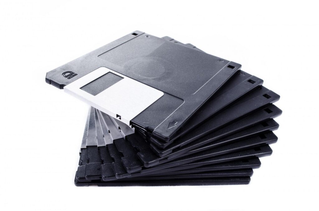 A stack of floppy disks